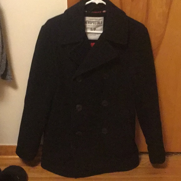 Men’s Aeropostale Small Black Pea Coat - Picture 1 of 5